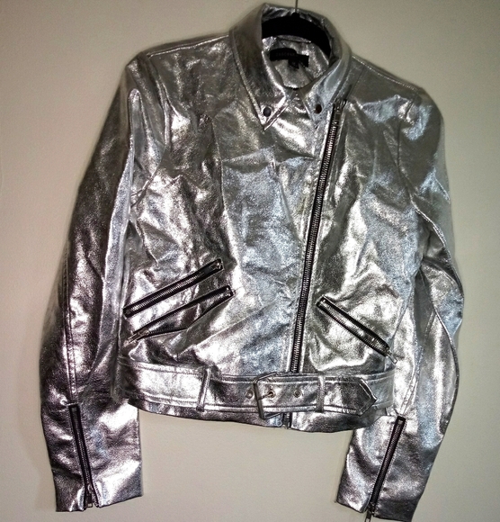 Dance & Marvel metallic Faux Leather moto jacket
